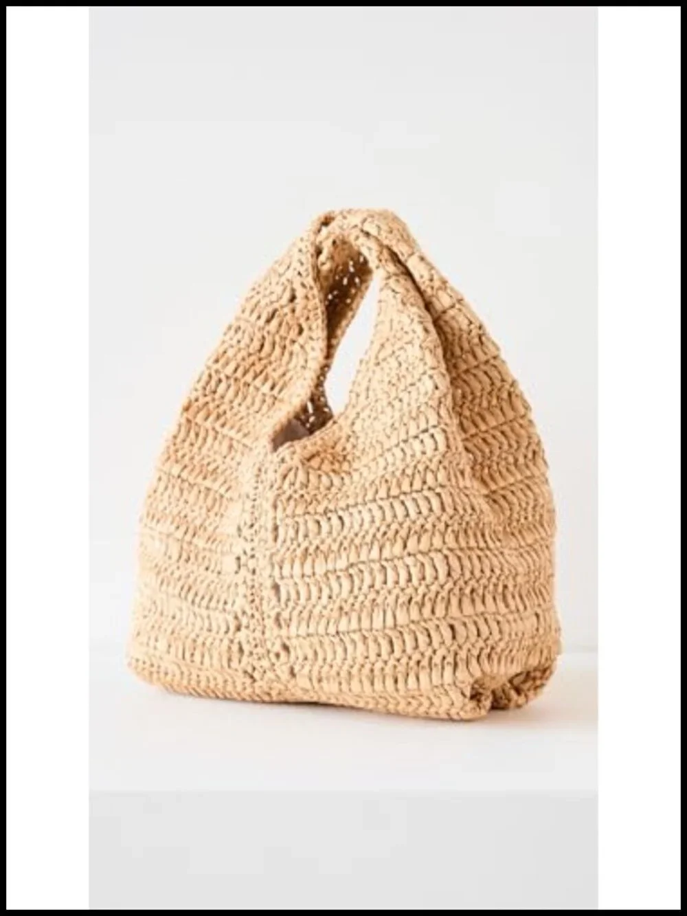 Women's Raffia Hobo Bag with Twisted Handle, Open Top